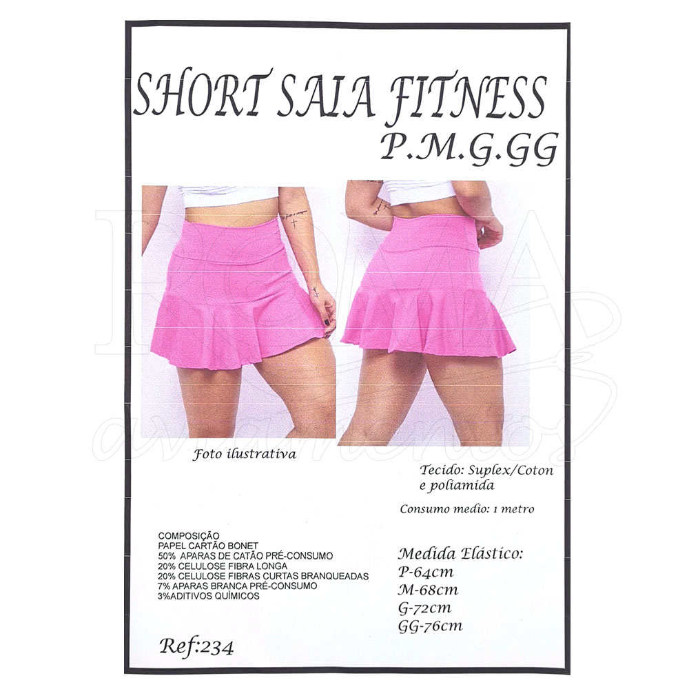 Molde shorts saia fitness - 072305